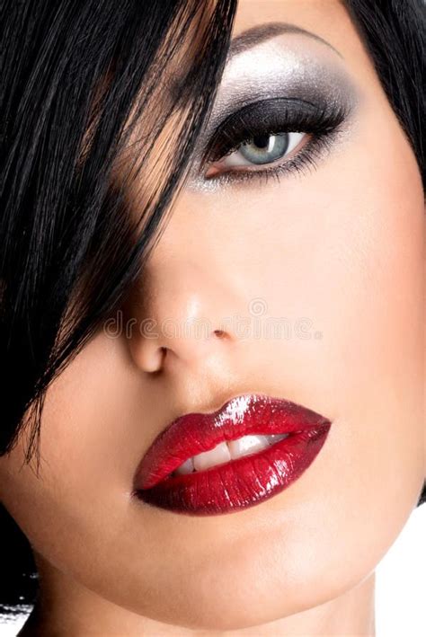 Beautiful Woman With Red Lips And Eye Makeup Beautiful Woman With Red