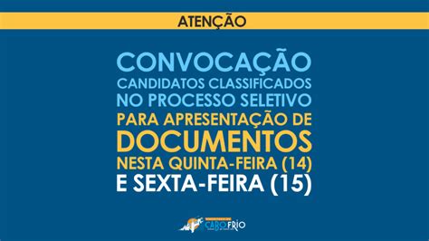 Prefeitura De Cabo Frio Convoca Candidatos Classificados No Processo