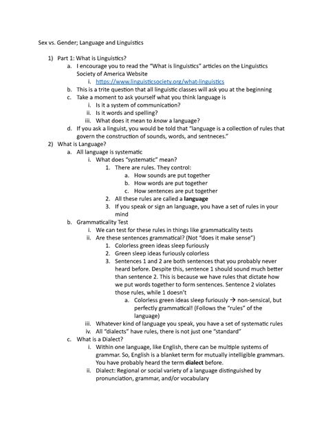 Sex Vs Gender Language And Linguistics Sex Vs Gender Language And