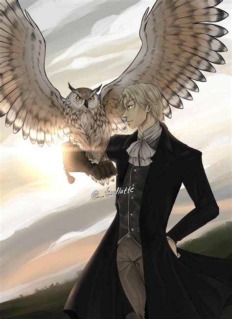 te al latte — Draco Malfoy with his Eagle Owl.