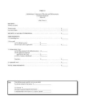 Fillable Online Form 14Administrator S Final Statement Of Receipts And