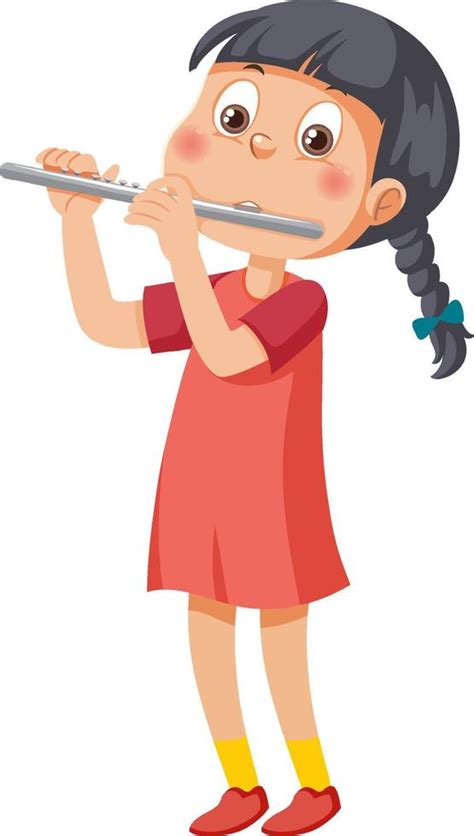 Cute girl playing flute 13909231 Vector Art at Vecteezy