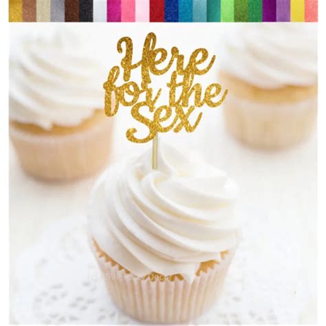 Custom Here For The Sex Cupcake Toppers Gender Reveal Glitter Cupcake