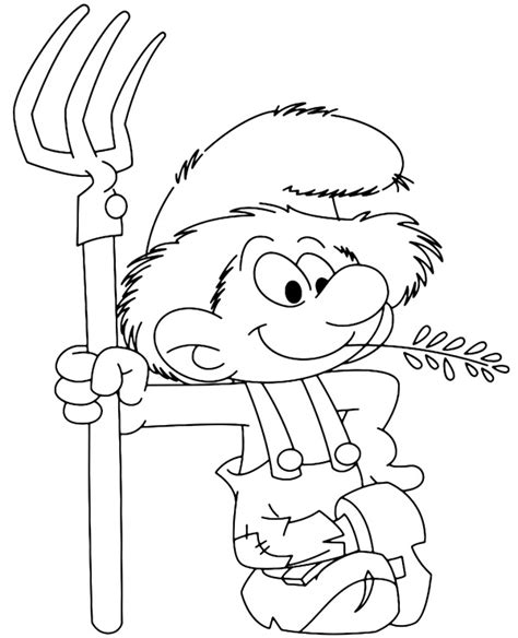 Smurf Farmer coloring page cartoon-style