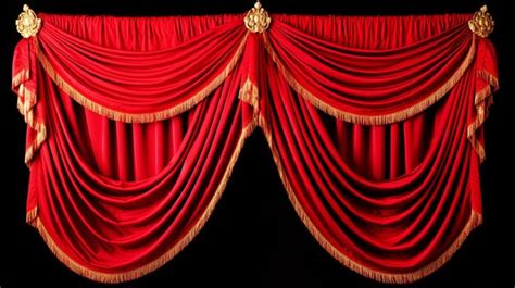 Premium AI Image Wrinkled Red Curtain With Lambrequin Decorated