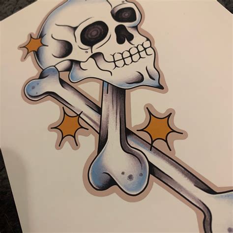 Skull And Crossbones Traditional Tattoo Print A4 OR A5 | Etsy