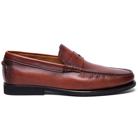 Santoni Ikangia A Sdsm39 Tumbled Calfskin Penny Loafer Brown