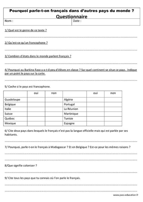 Pourquoi parle t on français dans les autres pays du monde Lecture