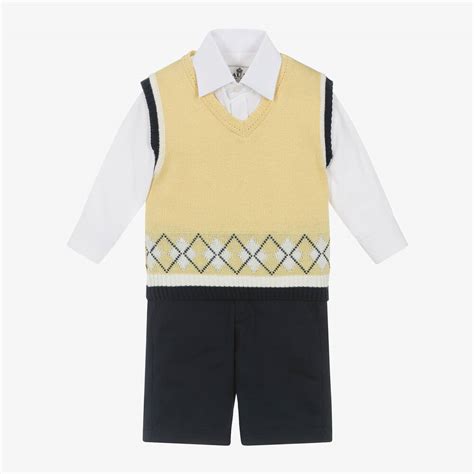 Beau Kid Boys Blue And Yellow Shorts Set Childrensalon