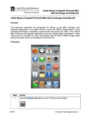 Fillable Online Initial Setup Of Apple Iphone Mail Fax Email Print