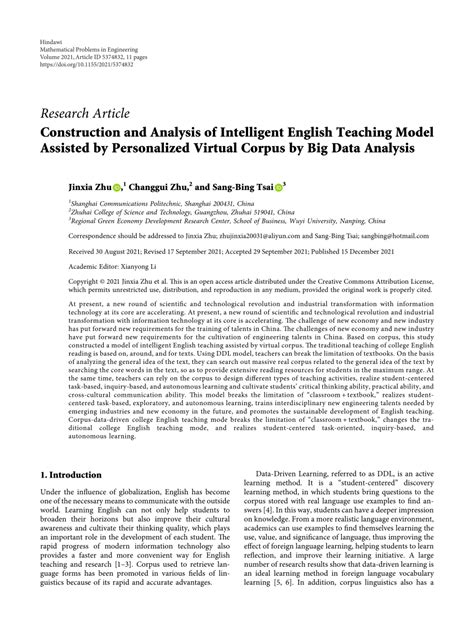 Pdf Construction And Analysis Of Intelligent English Teaching Model Assisted By Personalized