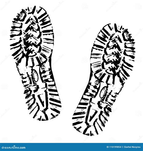 Boot Imprint Human Footprints Shoe Silhouette Isolated On White