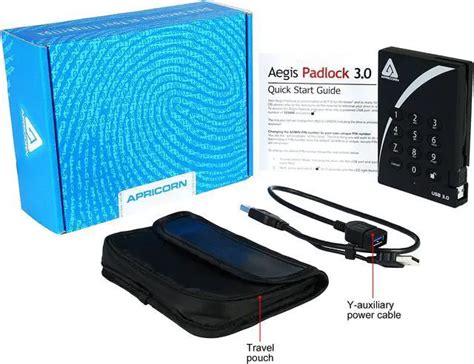 Apricorn Aegis Padlock SSD FIPS 140-2/3 256-Bit AES PIN-Authenticated External SSD — 2TB (DUAL-AC) (A25-3PL256-2TB-DUAL-AC)