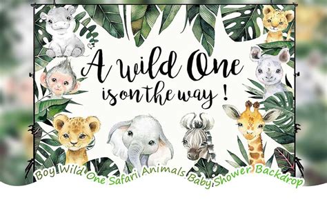 Amazon Ayayiya Wild One Baby Shower Backdrop Jungle Safari Baby