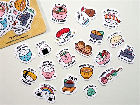 Cute Kawaii Japanese Food Cuisine 19 Pieces Sushi Ramen - Etsy