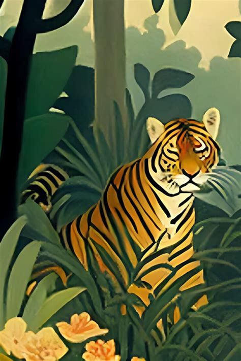 Henri Rousseau Inspired Print Tiger Wall Art Print Jungle - Etsy