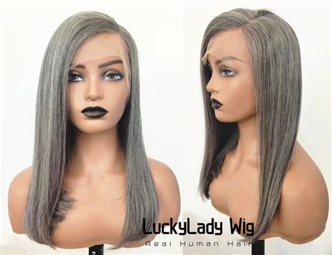 Salt And Pepper Hair Wigs Grey Frontal 13x4 Lace Wigs Gray Human Hair