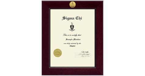 Century Gold Engraved Certificate Frame In Cordova Sigma Chi Fraternity