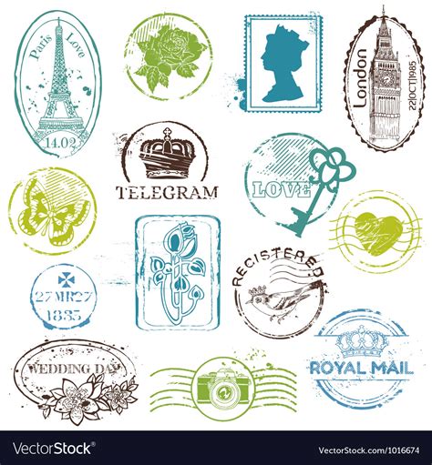 Vintage Rubber Stamp Collection Royalty Free Vector Image