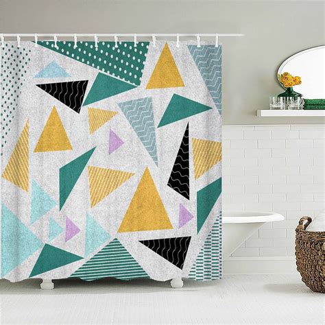 3d Classic Geometry Pattern Printed Fabric Shower Curtains Bathroom