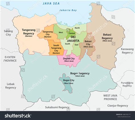 Administrative Vector Map Jakarta Metropolitan Area Stock Vector ...