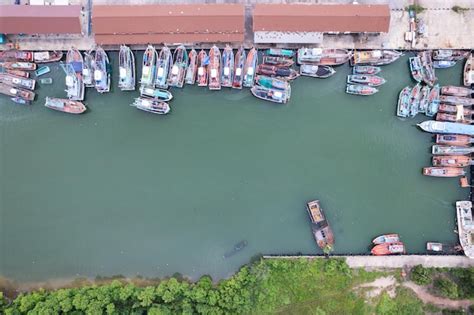 Premium Photo Aerial Top View Of The Many Fisherman Boats With Big