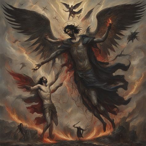 KREA AI A Painting Of Lucifer Overthrowing Archangel Micha