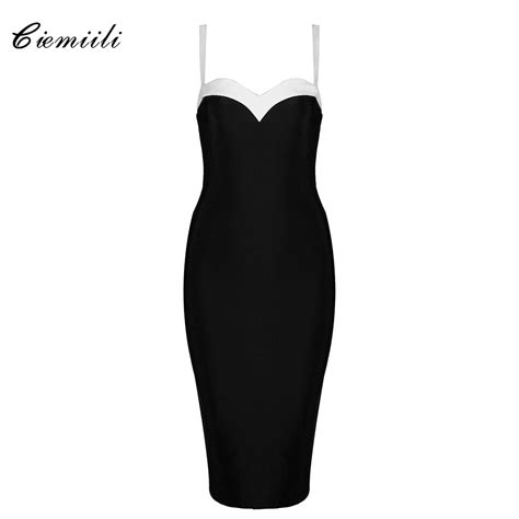 Ciemiili Spaghetti Strap Bodycon Knee Length Backless Strapless White