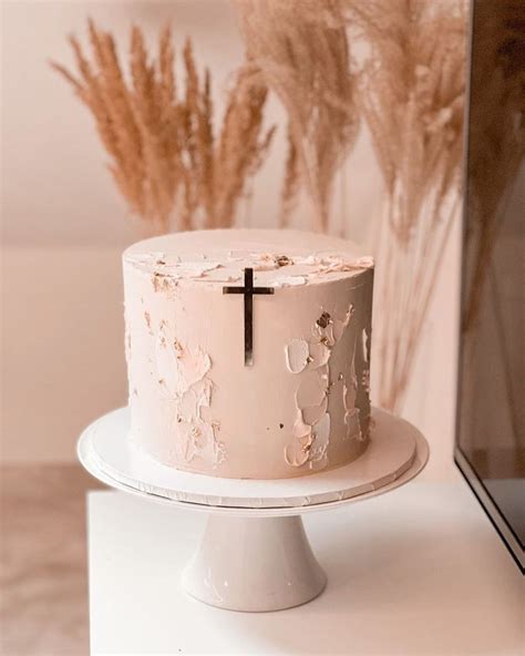 Elegant Baptism Cake With Cross