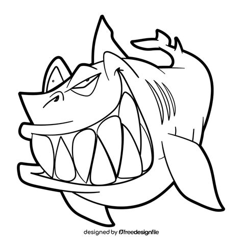 Shark cartoon black and white clipart free download