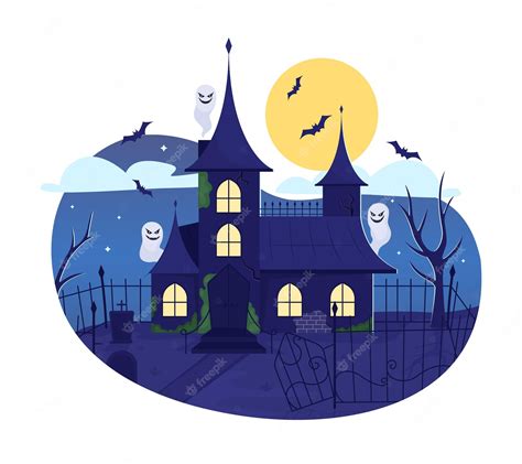 Premium Vector Haunted House 2d Vector Isolated Illustration