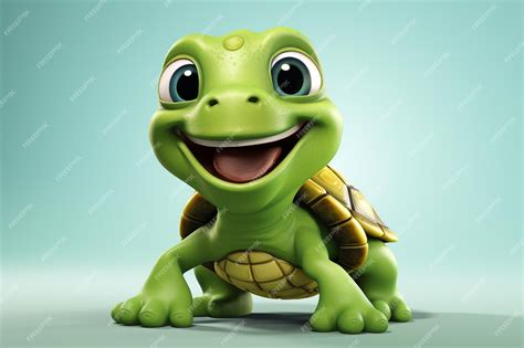 Premium Photo | 3d illustration of funny tortoise cartoon character on ...