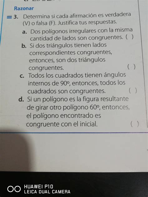 Determina Si Cada Afirmaci N Es Verdadera O Falsa Justifica Tus