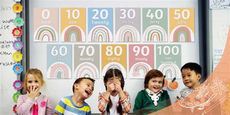 Numbers 0 100 Muted Rainbow Themed Posters Pack Twinkl