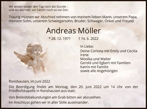 Traueranzeigen von Andreas Möller Trauer HNA de