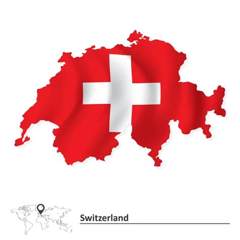 Karte Der Schweiz Mit Seen Und Fl Ssen Und Schweizer Flagge