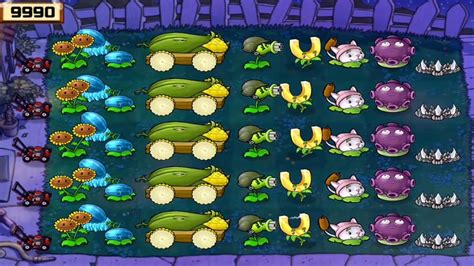 Pvz All Upgraded Plants Vs All Zombies In Survival Night Flags