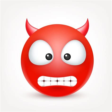 Premium Vector | Emoji red face with emotions realistic emoji sad or ...