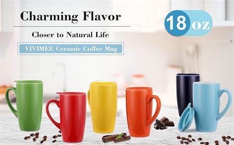 Amazon Vivimee Pack Ceramic Coffee Mug Set With Lids Ounce