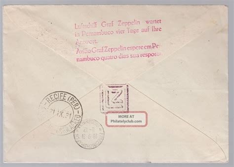 Germany Graf Zeppelin Cover To Pernambuco Brazil Mixed Franking Lz