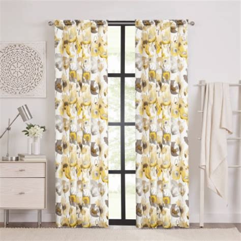 Kate Aurora Chic Living 2 Pack Semi Sheer Poppy Floral Curtains 84 In