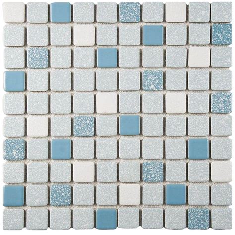 Merola Tile Crystalline Square Blue 11 3 4 In X 11 3 4 In Porcelain Mosaic Tile 9 8 Sq Ft