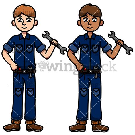 Male Mechanic Vector Drawing Cartoon Image