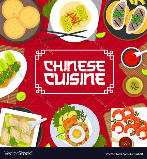 Chinese Cuisine Menu Cover Asian Restaurant Food Vector Image