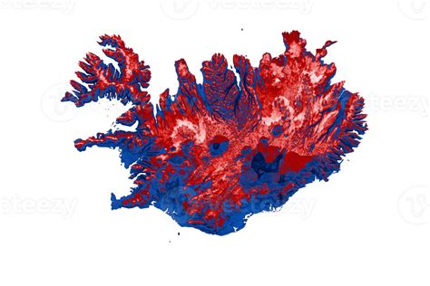 Mapa De Islandia Con Los Colores De La Bandera Mapa En Relieve