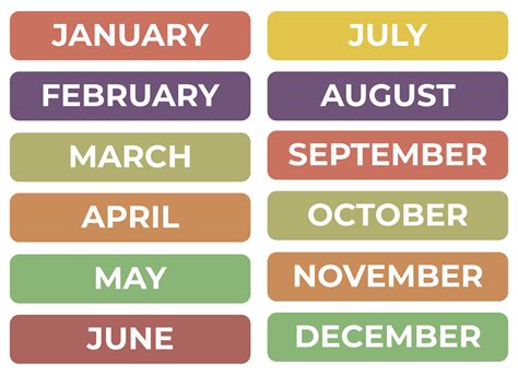 Printable Months Of The Year Chart