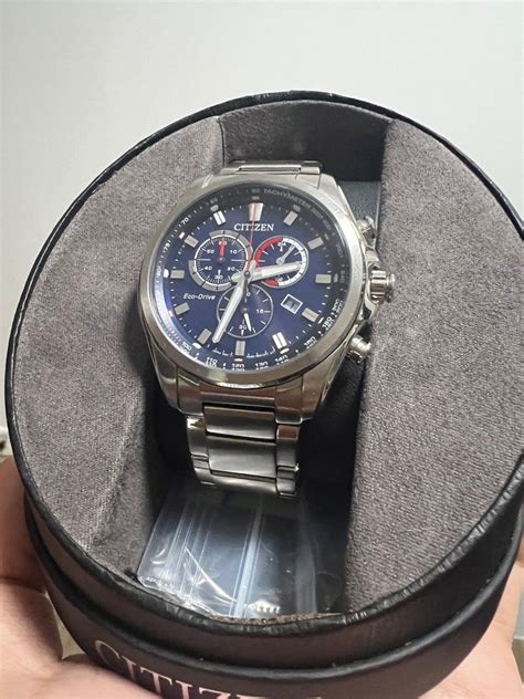 Citizen Mens Eco Drive Weekender Chronograph Watch In Stainless Steel Blue Dial 43mm Model