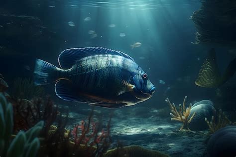 Premium Photo School Of Fish Generative Ai