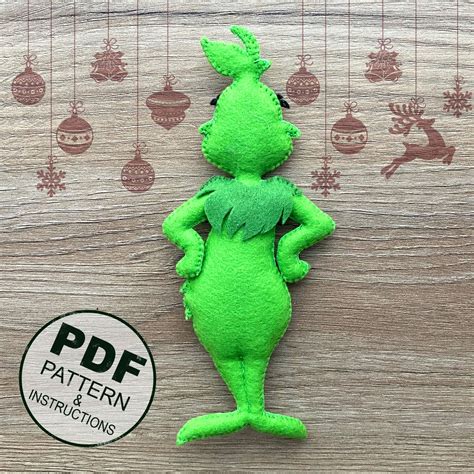 Patr N Pdf Para Grinch Navide O De Fieltro Patr N De Juguetes De