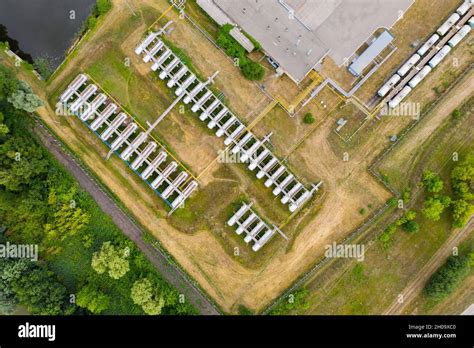 Aerial View Of Gas Storage Tank Farm Stock Photo Alamy